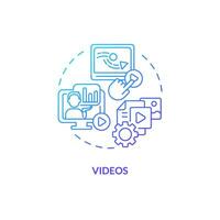 Blau Gradient Videos dünn Linie Symbol Konzept, isoliert Vektor, Illustration Darstellen Wissen Management. vektor