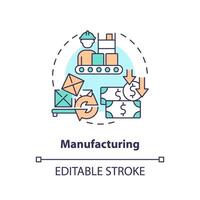 2d editierbar Herstellung dünn Linie Symbol Konzept, isoliert Vektor, Mehrfarbig Illustration Darstellen Überproduktion. vektor