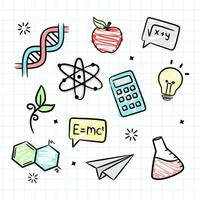 uppsättning av objekt av vetenskap och kemi biologi i laboratorium i tecknad serie stil vektor