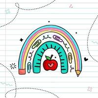 Vektor Illustration von Regenbogen Schule - - zurück zu Schule