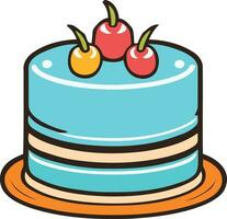 Geburtstag, Hochzeit, Torte Kuchen mit Kerze im eben Farbe Vektor Design im Weiß Hintergrund