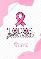 Banner im Portugiesisch zum Komposition Oktober Rosa Brust Krebs Verhütung Brasilien vektor