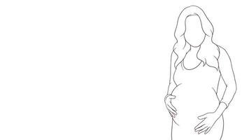 schwanger Mama sanft halten ihr Bauch, Hand gezeichnet Stil Vektor Illustration