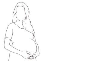 schwanger Mama leise Wiegen ihr Bauch, Hand gezeichnet Stil Vektor Illustration