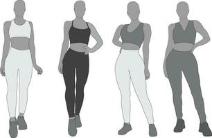 vektoriserad illustration av siffror av kvinnor bär atletiska kläder vektor