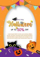 Halloween-Verkaufsshop-Banner im flachen und papiergeschnittenen Stil mit Vektordesign. vektor