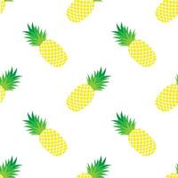 gul ananas sömlös mönster. sommar tropisk mönster på en vit bakgrund. vektor illustration.