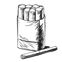 packa av cigaretter retro hand dragen skiss vektor illustration