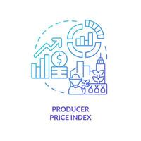 Produzent Preis Index Blau Gradient Konzept Symbol. Herstellung Kosten. wirtschaftlich Analyse Schlüssel abstrakt Idee dünn Linie Illustration. isoliert Gliederung Zeichnung vektor