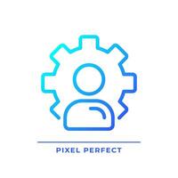 Konto die Einstellungen Pixel perfekt Gradient linear Vektor Symbol. Sozial Medien Profil. autorisiert Benutzer Anpassung. dünn Linie Farbe Symbol. modern Stil Piktogramm. Vektor isoliert Gliederung Zeichnung