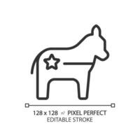 2d Pixel perfekt demokratisch Party dünn Linie Symbol, isoliert Vektor Illustration von politisch Party Logo.