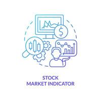 Lager Markt Indikator Blau Gradient Konzept Symbol. Preise hüpfen Kontrolle. wirtschaftlich Analyse Schlüssel abstrakt Idee dünn Linie Illustration. isoliert Gliederung Zeichnung vektor