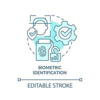 biometrisch Identifizierung Türkis Konzept Symbol. Netz Geldbörse. Handy, Mobiltelefon Bankwesen Sicherheit abstrakt Idee dünn Linie Illustration. isoliert Gliederung Zeichnung. editierbar Schlaganfall vektor