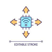trådlös internet förbindelse rgb Färg ikon. telekommunikation nätverk. bandbredd signal. internet av saker. isolerat vektor illustration. enkel fylld linje teckning. redigerbar stroke