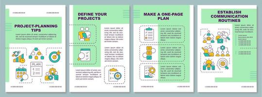 Tipps zum Projekt Planung Grün Broschüre Vorlage. Management. Flugblatt Design mit linear Symbole. editierbar 4 Vektor Layouts zum Präsentation, jährlich Berichte