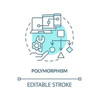 Polymorphismus Türkis Konzept Symbol. objektorientierte Programmierung Prinzip abstrakt Idee dünn Linie Illustration. isoliert Gliederung Zeichnung. editierbar Schlaganfall vektor