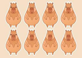 süß Capybara mit anders Emotionen. Emoji Karikatur Charakter. Capybara Aufkleber Emoticons. Vektor Illustration