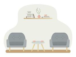 interiör av de levande rum med möbel. platt tecknad serie stil. vektor illustration