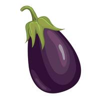 Aubergine. Vektor Illustration im ein eben Stil. lila Gemüse auf ein Weiß Hintergrund. frisch roh Aubergine, gesund organisch Lebensmittel. Karikatur