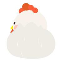 süß wenig Weiß Huhn, voll Körper, Sitzung und Verlegung Ei, zurück Sicht. isoliert auf Weiß Hintergrund, eps10 Vektor