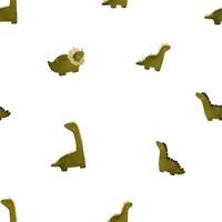 sömlös mönster med grön dino illustration, dinosaurie isolerat ClipArt. barnslig kort med t rex. gammal djur, Zoo design. söt barnslig illustration, ändlös design på vit bakgrund vektor