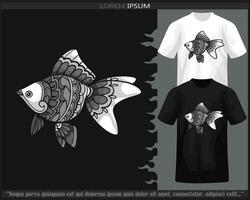 einfarbig Goldfisch Mandala Kunst isoliert auf schwarz und Weiß t Shirt. vektor