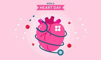 feiern jährlich Bewusstsein von Welt Herz Tag Vektor Illustration