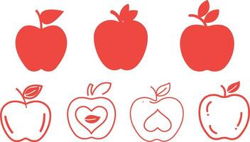 Apfel Linie Zeichnung Vektor Abbildungen diese einstellen Eigenschaften 7 Apfel Illustrationen. verwenden Sie zum Logos, Etiketten, Verpackung, Poster, Flyer, Banner, Infografiken und Mehr