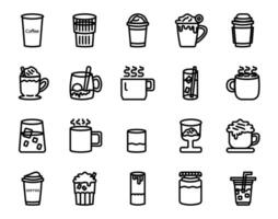 dryck kaffe kopp meny koffein dryck design linje ikon uppsättning, redigerbar stroke. vektor
