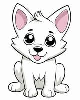 en tecknad serie vit hund med stor ögon och rosa öron vektor