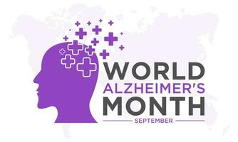 Welt Alzheimer Monat ist beobachtete jeder Jahr im September. September ist Welt Alzheimer Monat. Vektor Vorlage zum Banner, Gruß Karte, Poster mit Hintergrund. Vektor Illustration.