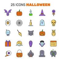 einstellen von 25 Halloween Gliederung Symbole mit Halloween Zeichen und Symbole vektor