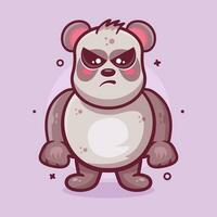 allvarlig panda djur- karaktär maskot med arg uttryck isolerat tecknad serie i platt stil design vektor