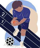 Sport Mann halten Knie mit Hände im Schmerzen nach Laufen Verletzung, spielen Fußball. Stehen Mann halten Knie mit Hände mit Knie Verletzung und Schmerzen vektor