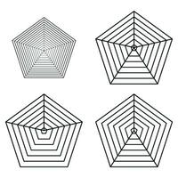 fünfeckig Radar Vorlage Spinne Gittergewebe Diagramm Diagramm Spinne Vektor Illustration.