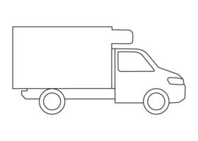 Auto LKW Transport Modell- Färbung Linie Symbol. Lieferwagen, Automobil zum Fracht Transport. Vektor Zeichen Gliederung Illustration