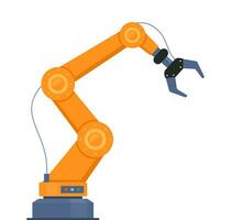 Roboter Arm. Herstellung Automatisierung Technologie. industriell Werkzeug mechanisch Roboter Arm Maschine hydraulisch Ausrüstung Automobil. Vektor Illustration.