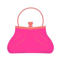 söt tecknad serie rosa handväska. handväska för docka. mode glamour ikon. vektor