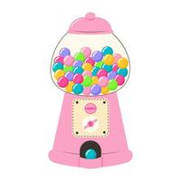 tugga gummi maskin. gammal fashioned gumball maskin. tecknad serie godis eller bubbla gummi dispenser. 80-tal, 90s barndom nostalgi. vektor