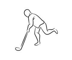 hockey spelare hand dragen linje illustration vektor