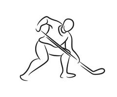 Eishockey Spieler Hand gezeichnet Linie Illustration vektor