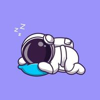 süß Astronaut Schlafen auf Kissen Karikatur Vektor Symbol Illustration. Wissenschaft Technologie Symbol Konzept isoliert Prämie Vektor. eben Karikatur Stil