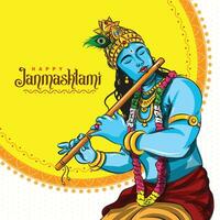 Illustration von glücklich Janmashtami Festival von Indien, Herr krishna spielen Bansuri ebenfalls namens Flöte vektor