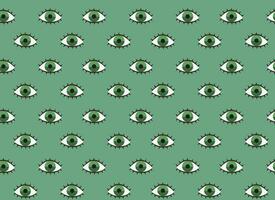 sömlös mönster med grön ögon vektor