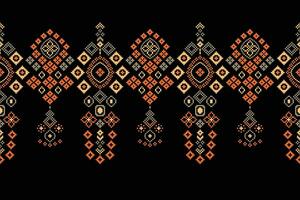 etnisk geometrisk tyg mönster korsa stitch.ikat broderi etnisk orientalisk pixel mönster svart bakgrund. abstrakt, vektor, illustration. textur, kläder, ram, dekoration, motiv, siden tapet. vektor