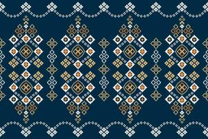 etnisk geometrisk tyg mönster korsa stitch.ikat broderi etnisk orientalisk pixel mönster blå bakgrund. abstrakt, vektor, illustration. textur, kläder, ram, dekoration, motiv, siden tapet. vektor