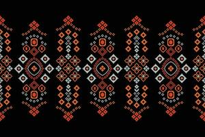 ethnisch geometrisch Stoff Muster Kreuz Stich.ikat Stickerei ethnisch orientalisch Pixel Muster schwarz Hintergrund. abstrakt, vektor, illustration. Textur, Kleidung, Rahmen, Dekoration, Motive, Seide Hintergrund. vektor