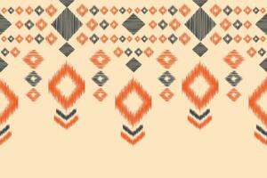 etnisk ikat tyg mönster geometrisk stil.afrikansk ikat broderi etnisk orientalisk mönster brun grädde bakgrund. abstrakt, vektor, illustration.textur, kläder, ram, dekoration, matta, motiv. vektor