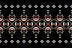 ethnisch geometrisch Stoff Muster Kreuz Stich.ikat Stickerei ethnisch orientalisch Pixel Muster schwarz Hintergrund. abstrakt, vektor, illustration. Textur, Kleidung, Rahmen, Dekoration, Motive, Seide Hintergrund. vektor