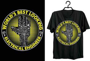 Welt Beste suchen elektrisch Ingenieur. elektrisch Ingenieurwesen T-Shirt Design. komisch Geschenk Artikel elektrisch Ingenieurwesen T-Shirt Design zum elektrisch Ingenieure. vektor